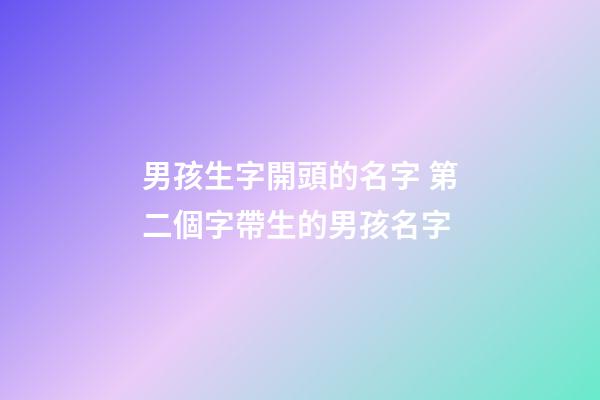 男孩生字開頭的名字 第二個字帶生的男孩名字